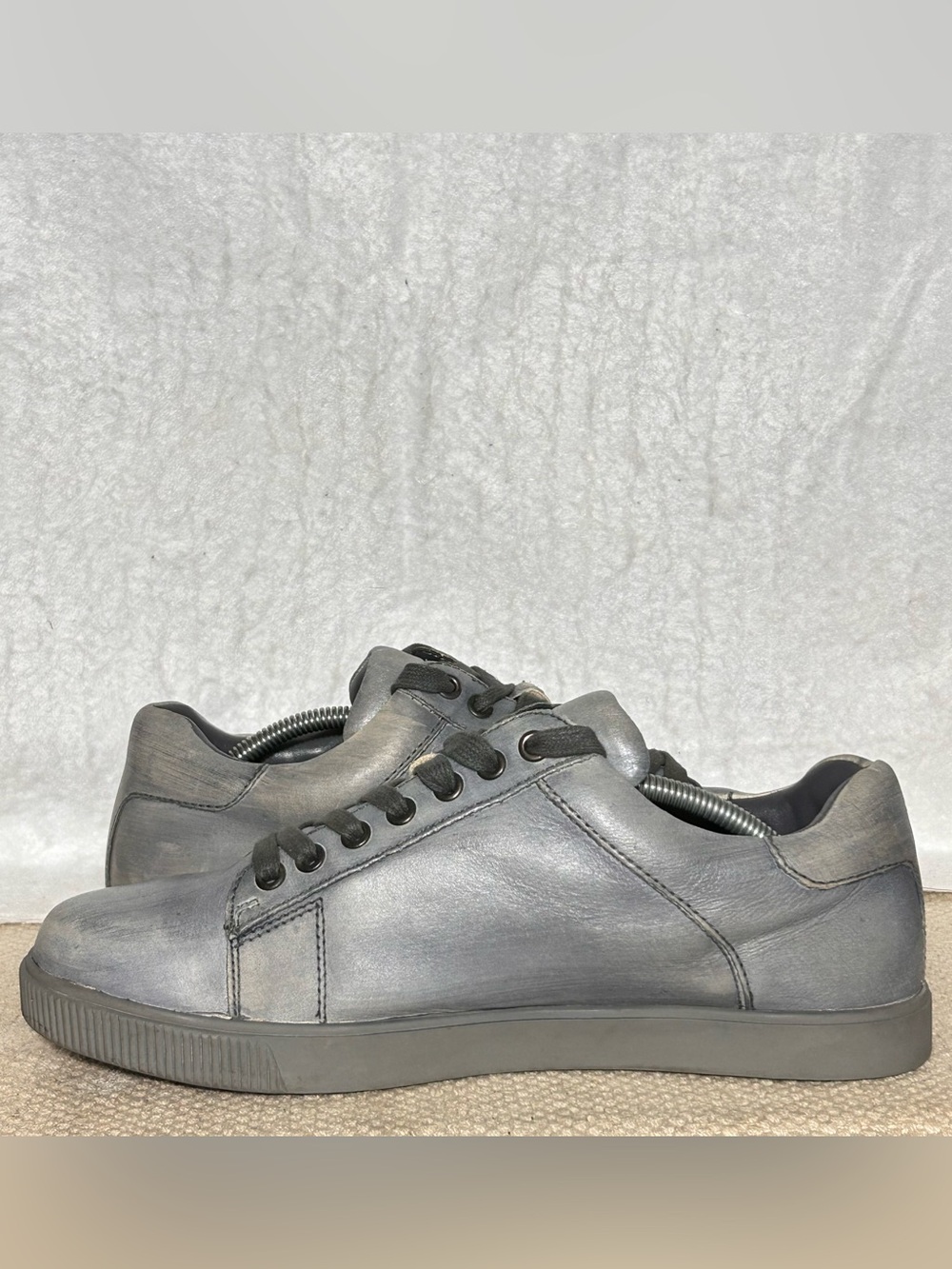 Skechers Mens Grey Volden Fandom Casual Leather Fashion Sneakers Shoes SZ US 9 - Picture 7 of 11